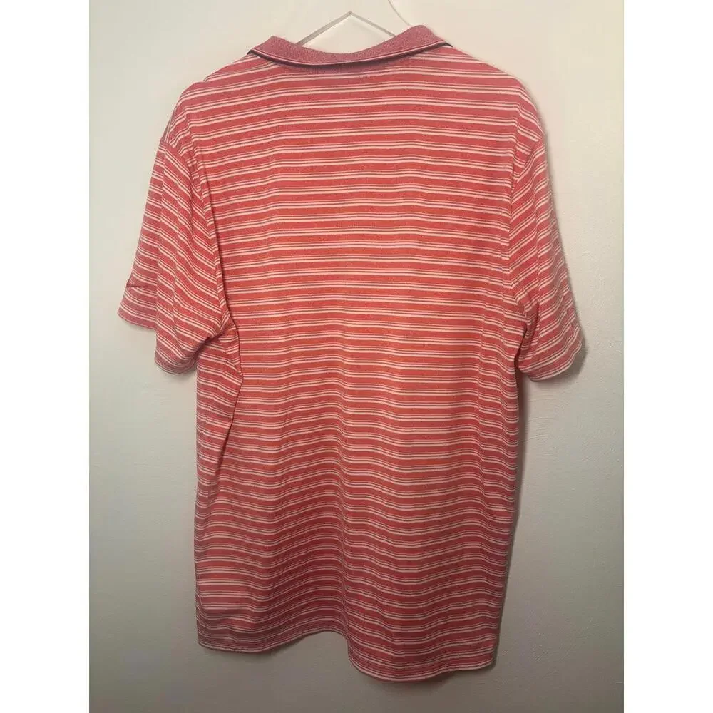 Nike Dri-Fit Red & White Stripe Polo Golf Shirt Size XL